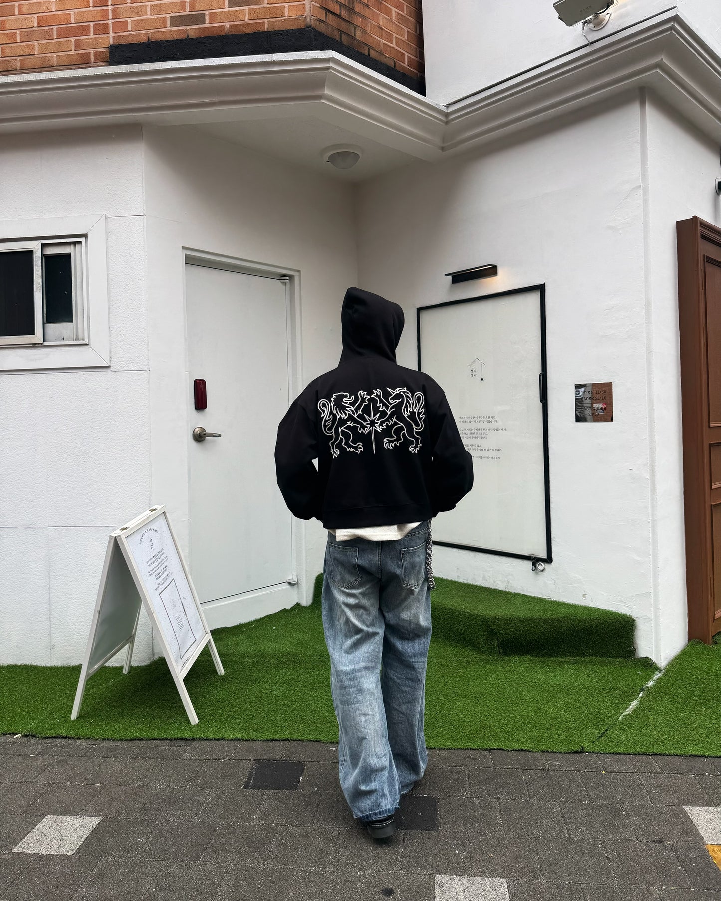 SS26 Emblem Embroidered Boxy Zip Hoodie