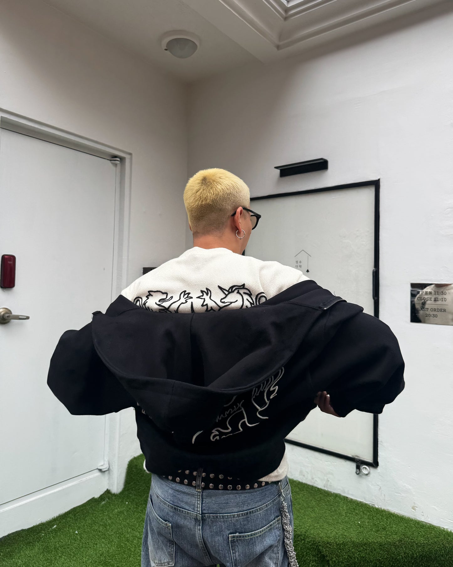 SS26 Emblem Embroidered Boxy Zip Hoodie