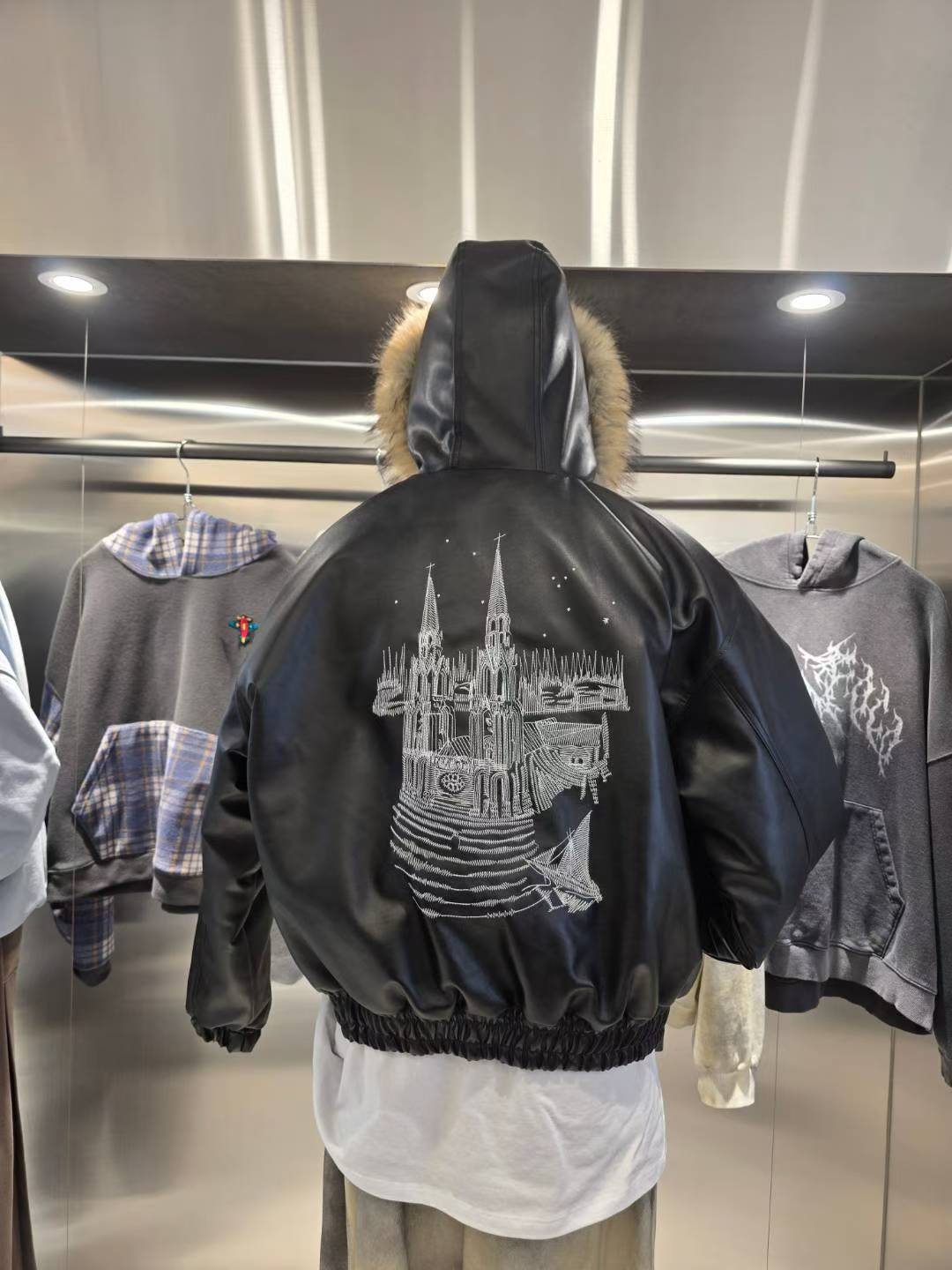 Embroidered Leather Jacket